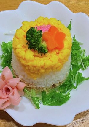 #ひな祭りにも 簡単！鶏そぼろケーキ☆-レシピのメイン写真