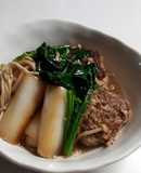 和風煮込みハンバーグ☆焼き長ネギも一緒に
