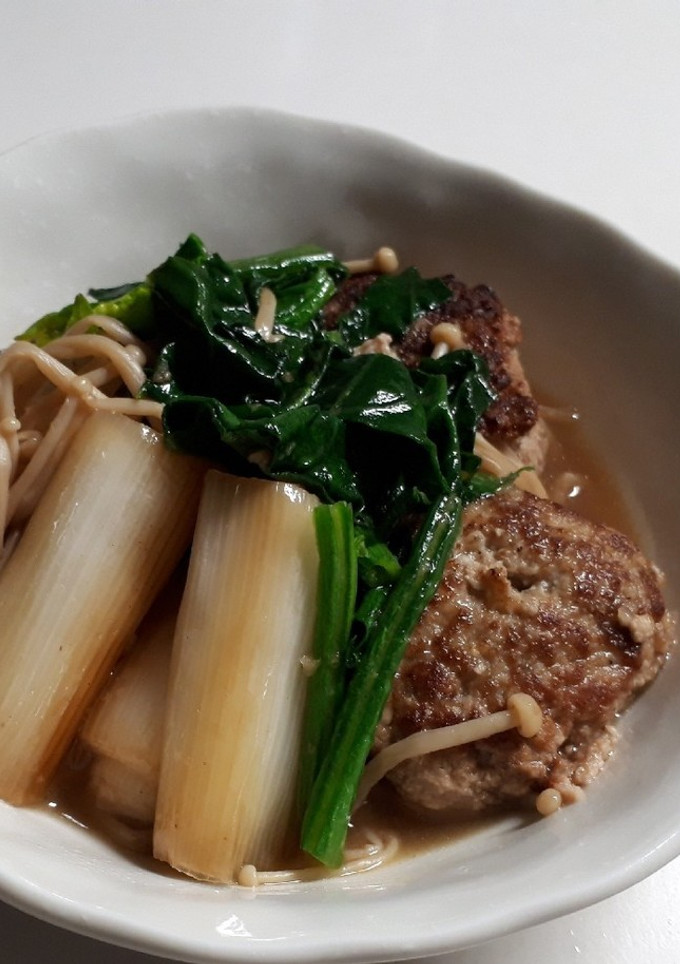 和風煮込みハンバーグ☆焼き長ネギも一緒に-レシピのメイン写真