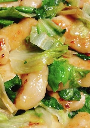 簡単美味しい！レタスと鶏むね肉のマヨ炒め-レシピのメイン写真