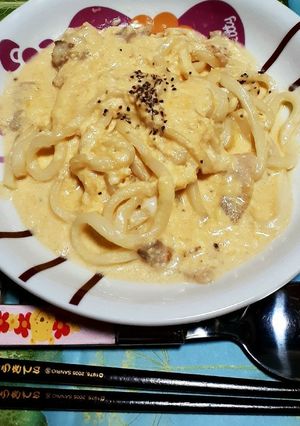 ス~プカルボナーラうどん。-レシピのメイン写真
