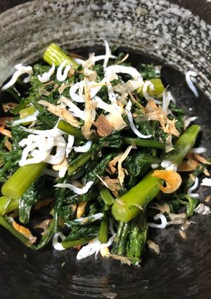フライパンで春菊の和物-レシピのメイン写真