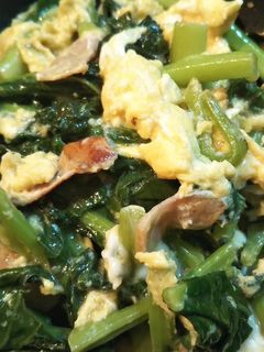 【リメイク】かき菜とベーコンの卵炒め-レシピのメイン写真