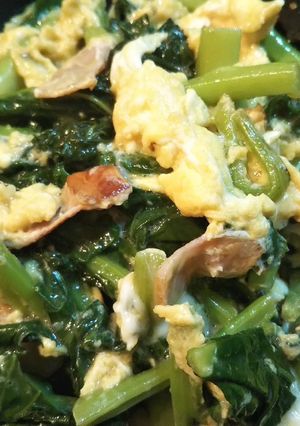【リメイク】かき菜とベーコンの卵炒め-レシピのメイン写真