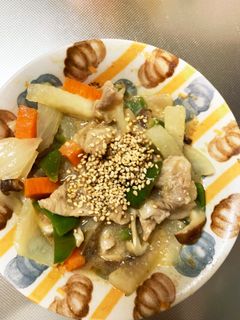 ごま味噌ポン酢炒め味豚こま大根青椒肉絲風-レシピのメイン写真
