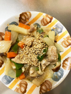 ごま味噌ポン酢炒め味豚こま大根青椒肉絲風-レシピのメイン写真