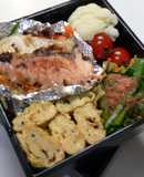 お弁当☆残り野菜と焼き魚のらっきょ梅南蛮