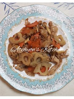 超簡単!豚肉とれんこんの中華風炒め-レシピのメイン写真
