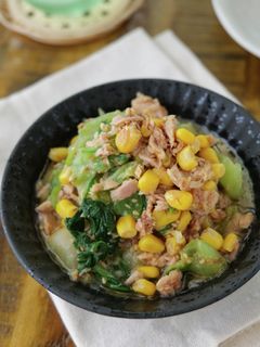 ごま油香る!チンゲン菜とツナ缶の和え物-レシピのメイン写真
