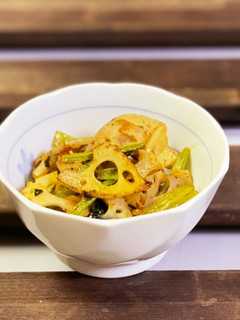 れんこんと小松菜の食べるラー油炒め-レシピのメイン写真
