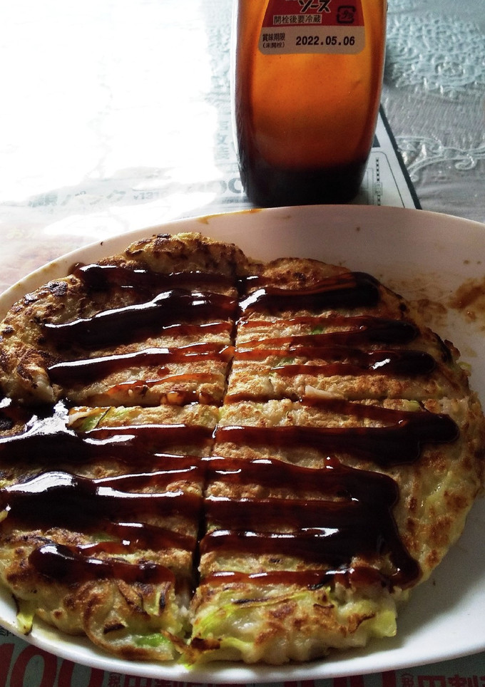 茹で蕎麦のお好み焼きをたこ焼きソースで-レシピのメイン写真