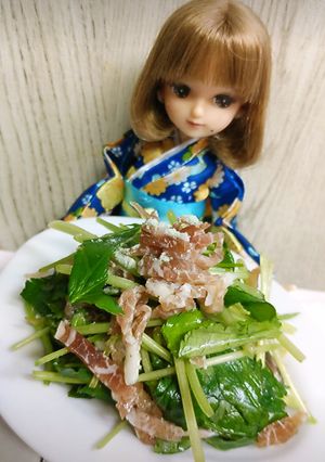 リカちゃん♡生ハム三つ葉甘酢和え塩わさび-レシピのメイン写真
