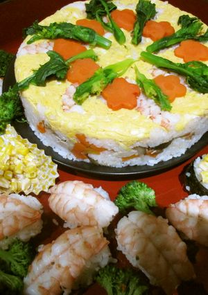 華やかな押し寿司でパーティーの主食に‼-レシピのメイン写真