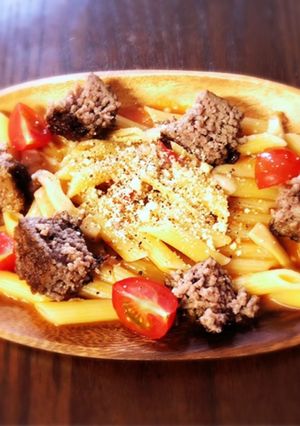 山メシ　ハンバーグペンネ　簡単-レシピのメイン写真