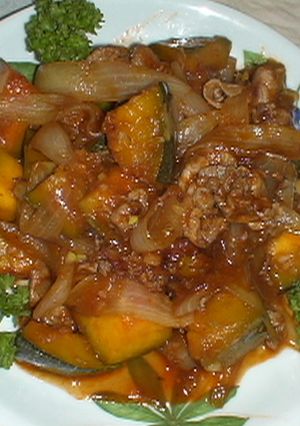 かぼちゃと豚肉のケチャップ炒め-レシピのメイン写真