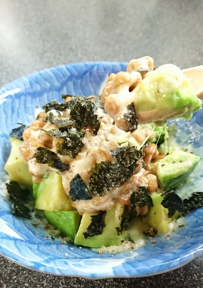 硬いアボカド★ほくほく熱々に冷納豆が旨い-レシピのメイン写真