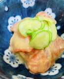 お刺身で！サーモンのレモン酢味噌和え