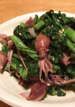 ホタルイカと春菊の胡麻酢和え-レシピのメイン写真