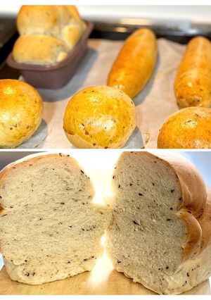 黒胡麻と胡椒のパン3種　食パンにも♪-レシピのメイン写真