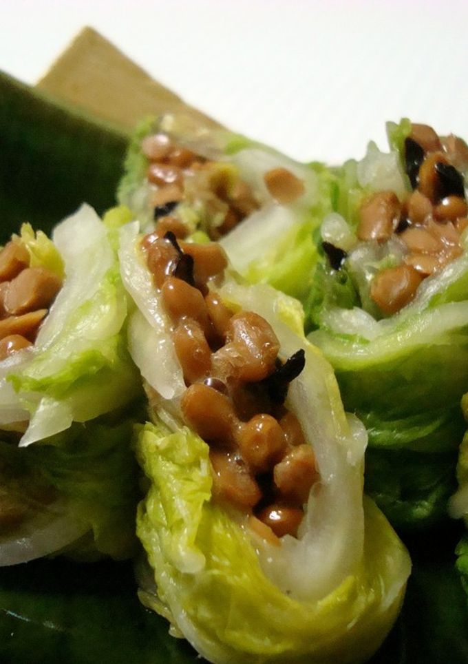 おつまみに♪白菜の漬物で巻いた納豆！-レシピのメイン写真