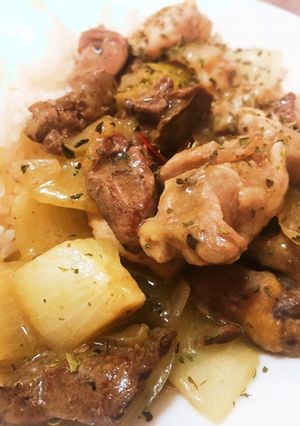 加水無し!!鶏もも肉とレバーの旨煮-レシピのメイン写真