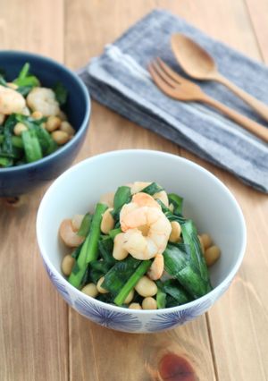 ヘルシー◎えびと大豆のにらオイスター炒め-レシピのメイン写真