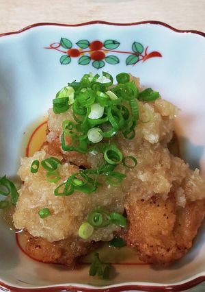 鶏もも唐揚げに、大蒜大根ポン酢掛けです。-レシピのメイン写真