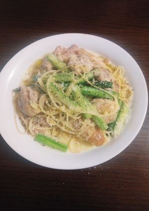 絶品☆鶏肉とアスパラガスのクリームパスタ-レシピのメイン写真