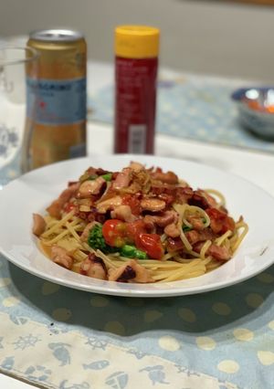 菜の花とタコの春パスタ-レシピのメイン写真