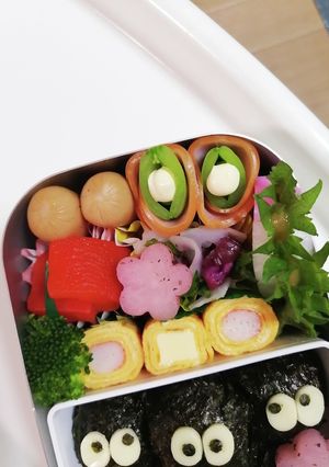 春色お弁当☆スナップえんどうのハム巻き-レシピのメイン写真
