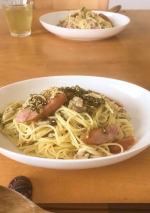 高菜ときのことソーセージのクリームパスタ-レシピのメイン写真