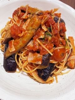 ナスと三葉のトマトソースパスタ-レシピのメイン写真