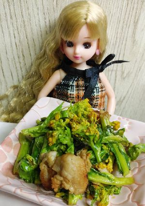 リカちゃん♡チンゲン菜の芽豚肉ポン酢炒-レシピのメイン写真