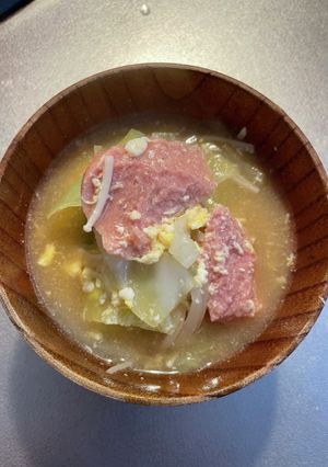 簡単　スパムのお味噌汁-レシピのメイン写真