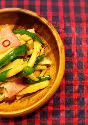 エリンギとピーマンとベーコンの麺つゆ炒め-レシピのメイン写真