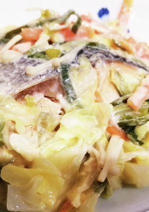 鮭とたっぷり野菜の味噌マヨ蒸し-レシピのメイン写真