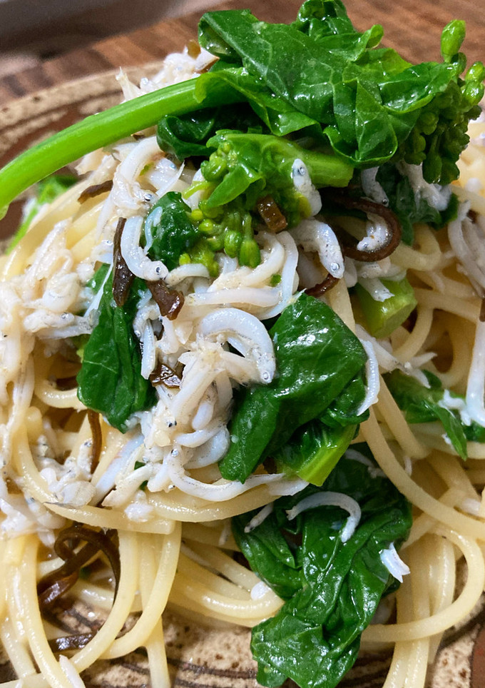 菜の花のおひたしとしらすのパスタ-レシピのメイン写真