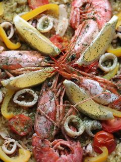 フライパンで簡単に♪魚介のパエリア-レシピのメイン写真
