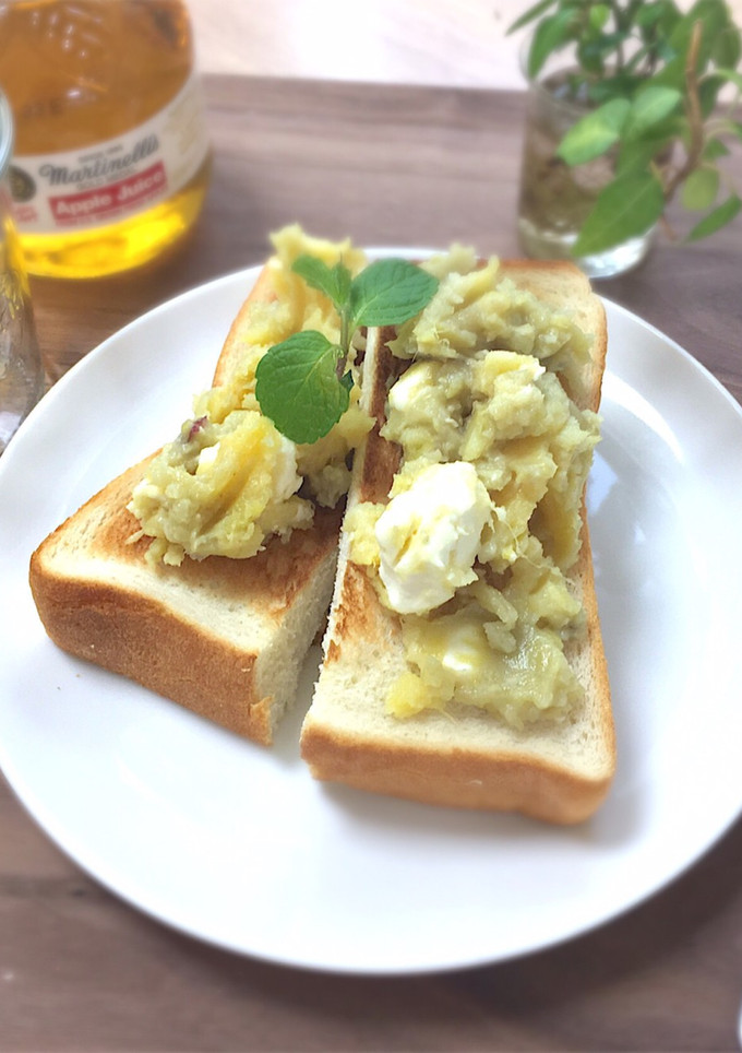 焼き芋クリチトースト★簡単カフェ風おやつ-レシピのメイン写真
