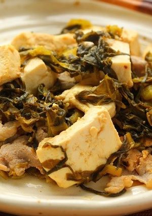 材料４つ！豆腐と豚肉の高菜炒め-レシピのメイン写真