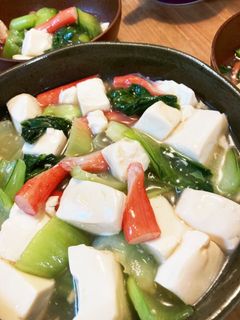 カニカマ☆豆腐とチンゲンサイのとろみ炒め-レシピのメイン写真