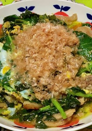 のらぼう菜と鶏皮の卵とじ-レシピのメイン写真