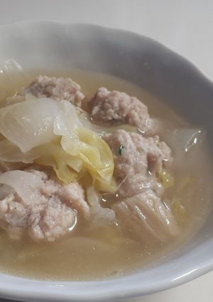 新玉ねぎ春キャベツふんわり鶏つくねスープ-レシピのメイン写真