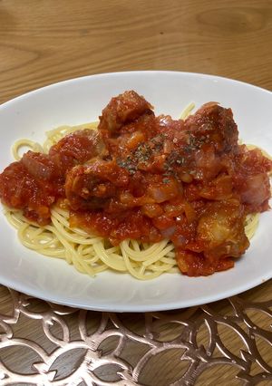 シュウマイトマトソースパスタ-レシピのメイン写真