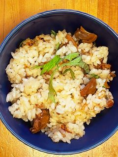 ソロキャンプ用・あさりの佃煮炊き込みご飯-レシピのメイン写真