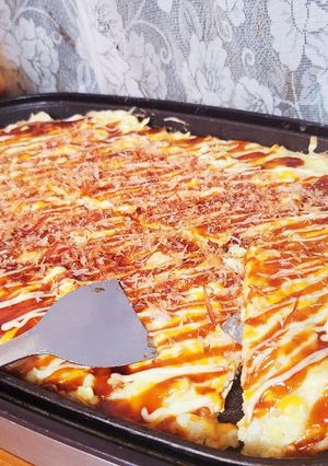 ひっくり返さないホットプレートお好み焼き-レシピのメイン写真