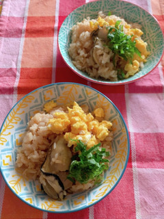 牡蠣の炊き込みご飯卵そぼろかけ-レシピのメイン写真