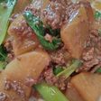 ミンチ肉で大根とチンゲン菜のあんかけ♪