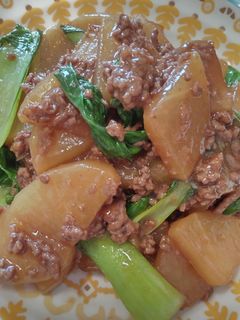 ミンチ肉で大根とチンゲン菜のあんかけ♪-レシピのメイン写真