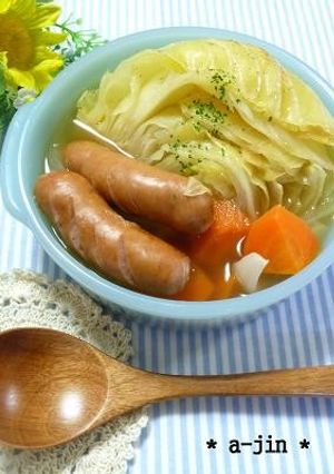 大きめ野菜とウインナーの“食べる”スープ-レシピのメイン写真